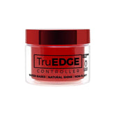 Tyche TruEDGE Controller Extreme Hold Pomade bottle featuring strawberry scent for smooth, lasting edges.
