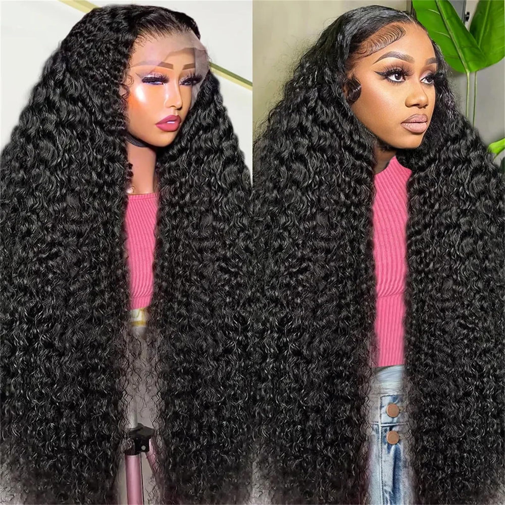 Tyiu deep wave 30 inch lace-front wig with natural part for versatile styling