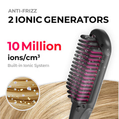 TYMO Ionic Hair Straightener Brush black-teeth-shield-closeup guards scalp during styling.