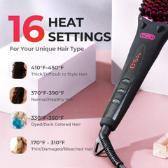 TYMO Ionic Hair Straightener Brush ionic-generator-closeup highlights negative ions for shine.
