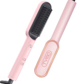 TYMO Ring Hair Straightener Brush Sakura Pink closeup shows vivid color for chic at-home styling