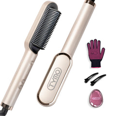 TYMO Ring Hair Straightener Comb gold finish close-up for salon-like shine