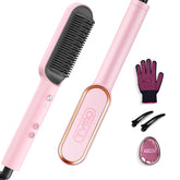TYMO Ring Hair Straightener Comb pink closeup heat-ready for fast styling on busy mornings