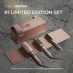TYMO Ring Plus straightener brush smoothing frizz and adding shine.
