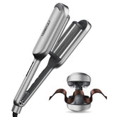 TYMO ROVY beach waves iron handle closeup demonstrating easy clamp for quick curls.