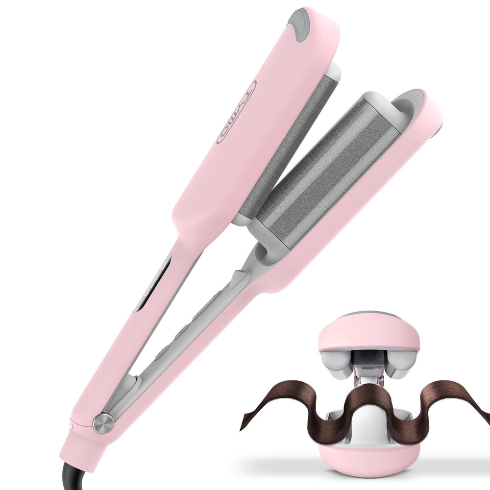 TYMO ROVY 3-barrel waver close-up showing ceramic coating for gentle styling