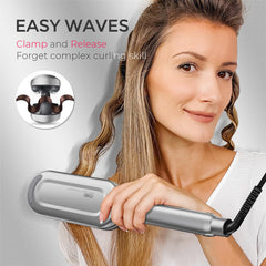 TYMO ROVY ceramic 3-barrel design highlights even heat for smooth waves.