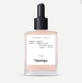 Typology tinted serum bottle with pump offers light coverage for a natural finish.