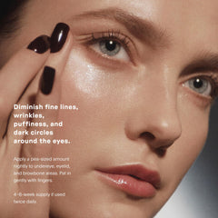 U Beauty The RETURN Eye Concentrate being applied under eye demonstrates brightening potential when absorbed