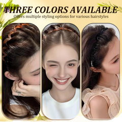 U-shape headband amber-black worn on head with secure grip