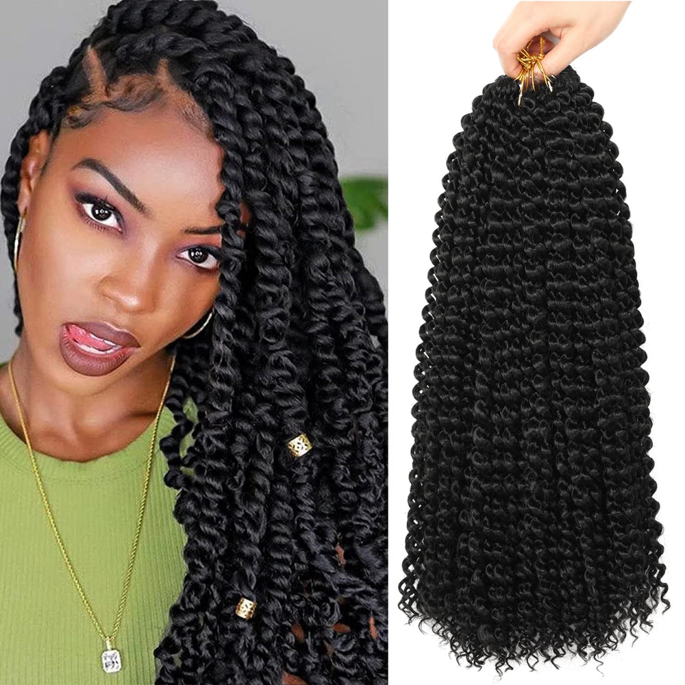 Ubeleco Passion Twist Hair 18in water-wave close-up shows soft, bouncy texture for natural styling.