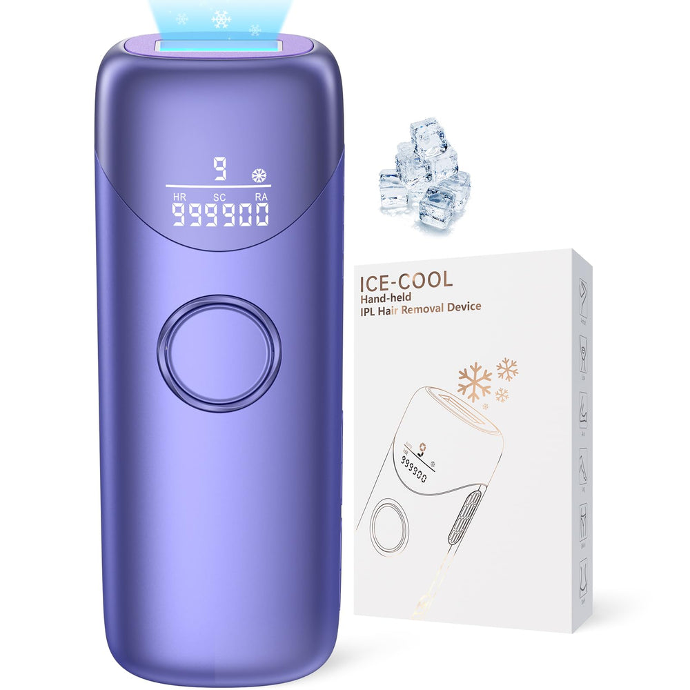 Ubroo laser hair removal device front view in purple for at-home smoothing