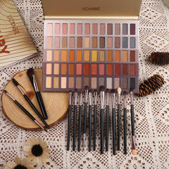 UCANBE 60-colors naked eyeshadow palette open for seamless application and dramatic smokey options