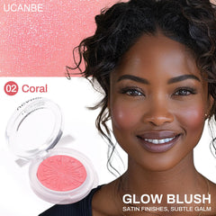 UCANBE Baked Blush 02 Coral texture closeup highlighting seamless blendability.