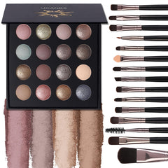 UCANBE baked eyeshadow palette open shows 16 versatile shades for day-to-night looks