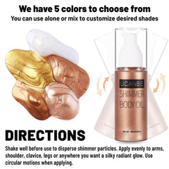 UCANBE Body Shimmer Oil applied smoothly for even glow