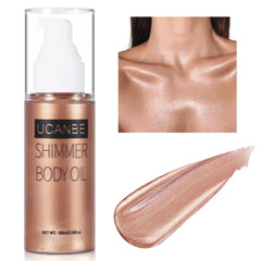 UCANBE Body Shimmer Oil rose-gold bottle delivers radiant bronze glow