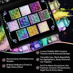 UCANBE Chameleon Multichrome foil-finish shimmer catches light for dramatic eye looks.