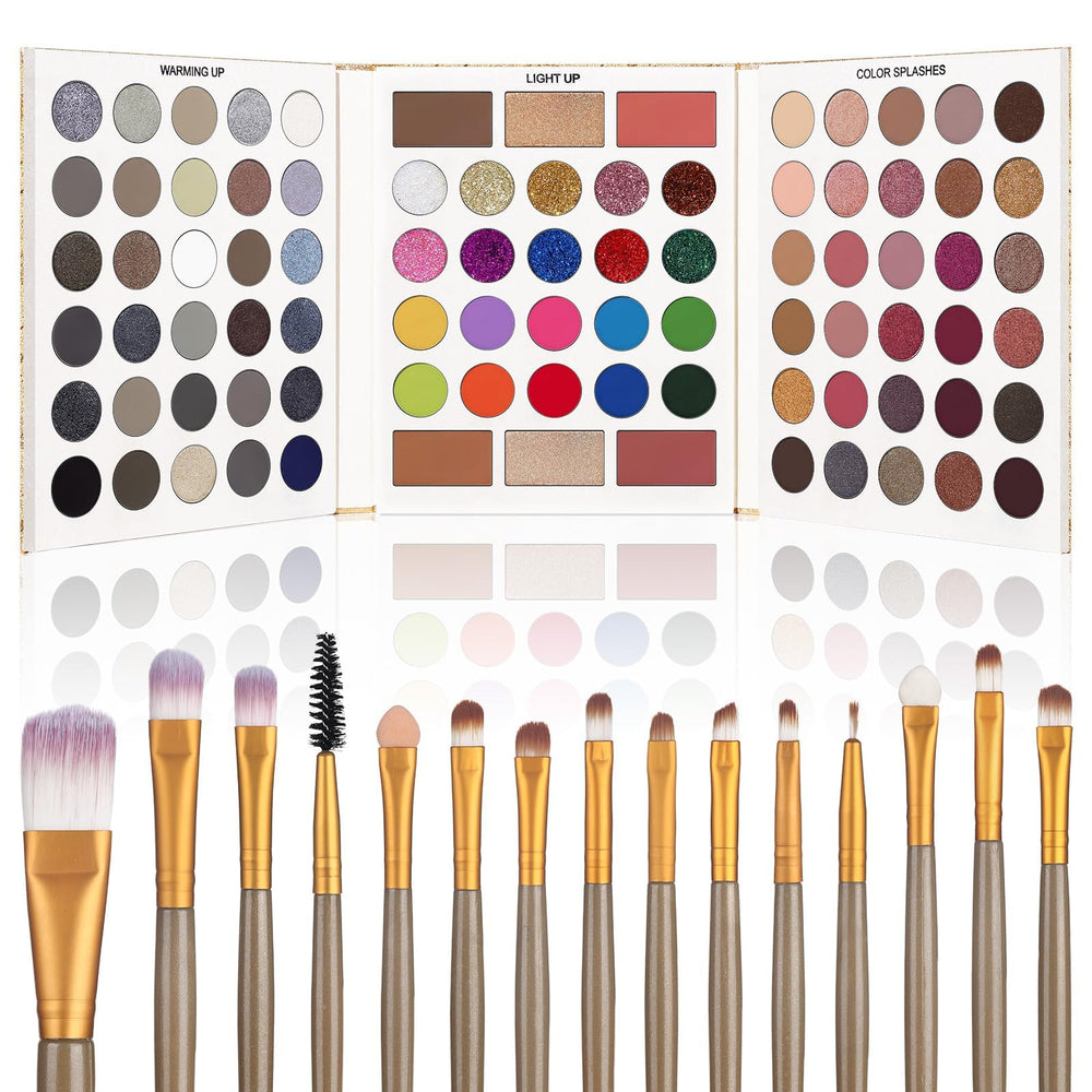 UCANBE Eyeshadow Palette close-up shows 86 pigmented shades for versatile looks.