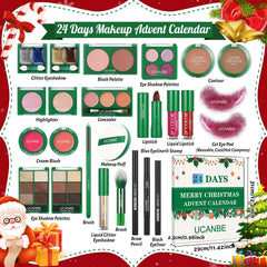 UCANBE eyeshadow palette collection in vibrant holiday tones.