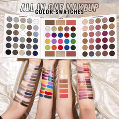 UCANBE Eyeshadow palette swatches display cool and warm tones for customizable looks.