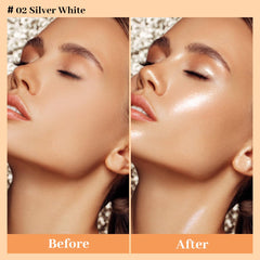 UCANBE Glow Shimmer Drop forearm swatch highlights hydrating, lightweight shimmer