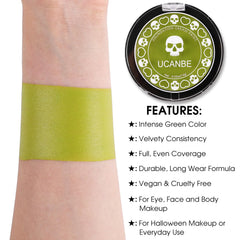 UCANBE Green Cream Face Paint silky texture enables easy full-coverage looks.