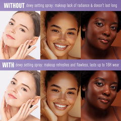 UCANBE lightweight micro-fine mist shown on skin for breathable, non-sticky finish