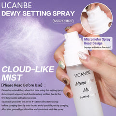 UCANBE makeup lock spray on face demonstrates long-lasting wear for all-day makeup