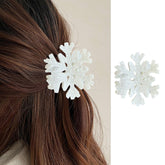UCCASA Christmas Snowflake Hair Clip side view shows festive sparkle for party-ready hairstyles.