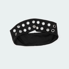 Uchyius diadema con ojales negro para completar estilos nocturnos.