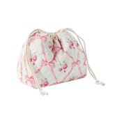 uekeboag cotton quilted drawstring makeup bag exterior, a chic travel companion for cosmetics