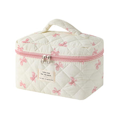 uekeboag large travel quilted makeup bag with floral pattern keeps cosmetics organized on trips.