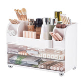 UFORU makeup organizer vanity with two drawers keeps cosmetics neatly contained.