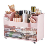 UFORU makeup organizer vanity top view shows spacious surface for skincare and palettes