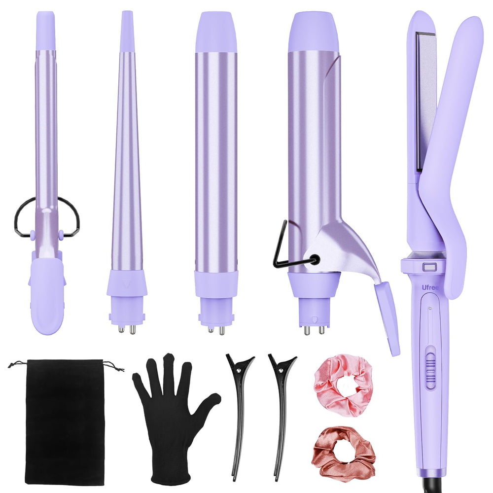 Ufree 5-in-1 curling iron with interchangeable barrels for versatile styling options.