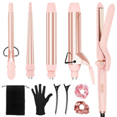 Ufree 5-in-1 curling iron pink full set for versatile styling on any hair type.