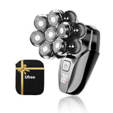 Ufree 7D rotating head shaver in hand for precise scalp grooming.
