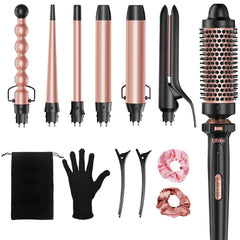Ufree 7-in-1 curling set interchangeable barrels for versatile styling options.
