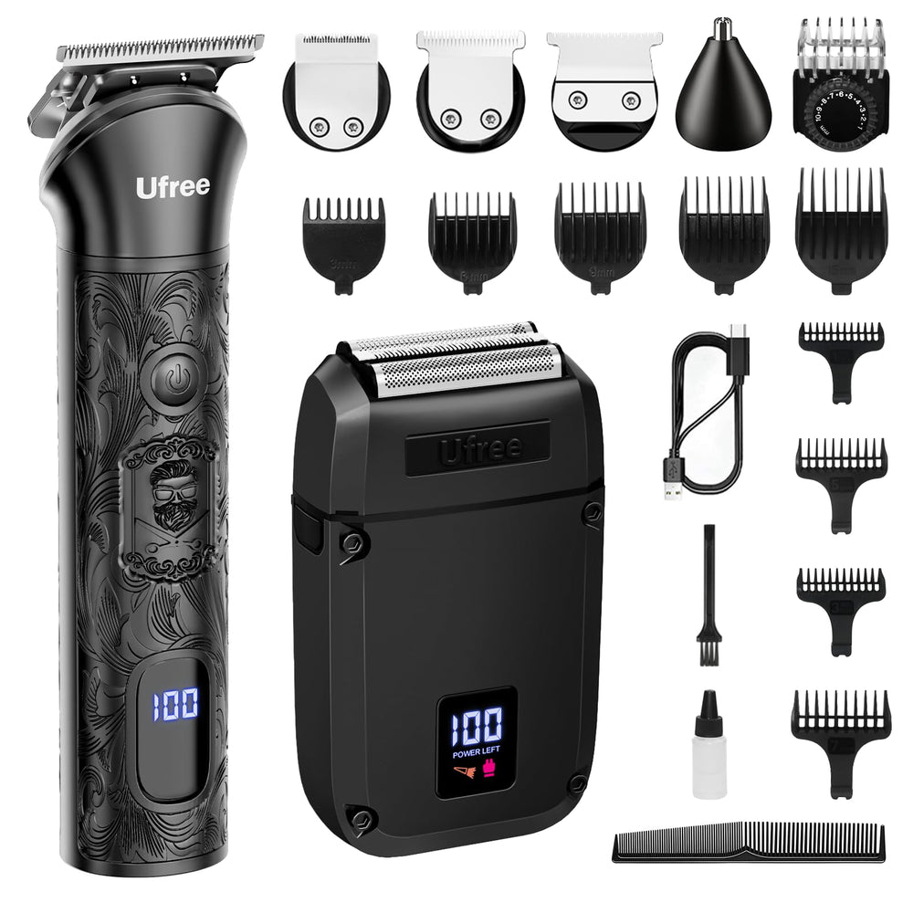 Ufree beard trimmer-foil shaver kit with multiple heads enables versatile grooming