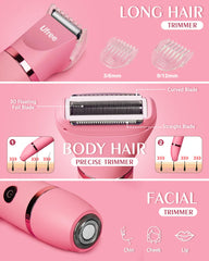 Ufree Bikini Trimmer Rose Red blades-heads show precision trimming for facial and body hair.