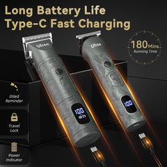 Ufree cordless grooming kit charges quickly via Type-C for extended on-the-go use.