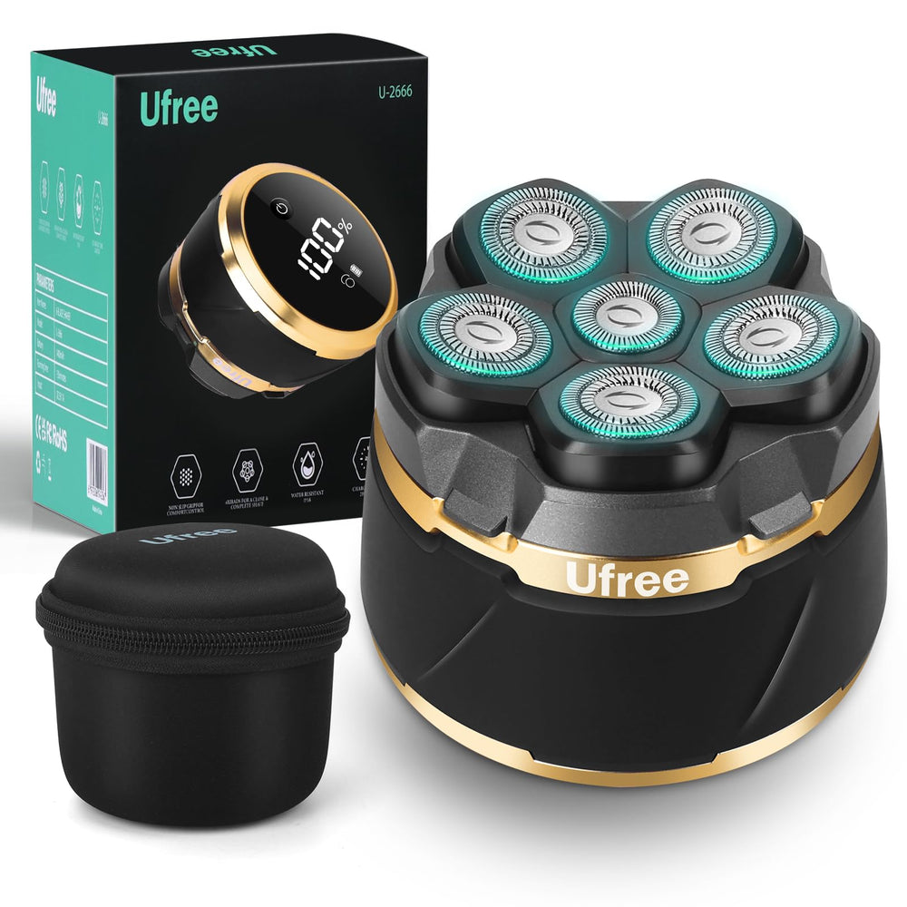 Ufree head shaver 6D floating head close-up showing contouring for precision.