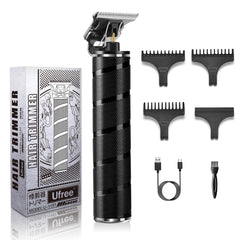 Ufree men's beard trimmer close-up with zero-gap T-blade for skin-friendly trims