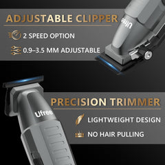 Ufree titanium blades close-up emphasize durability for smooth, precise grooming.