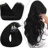 Ugeat microlink hair extensions in 24inch jet black for natural blend and length
