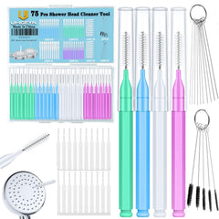 UHGEYN 75pcs multisize shower head cleaner kit with storage box for versatile unclogging and maintenance.