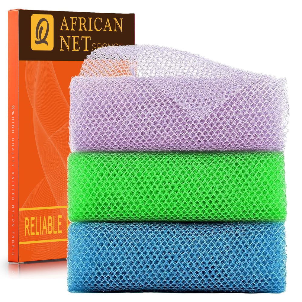 UJFQBH African net bath sponge in purple with gentle exfoliation for daily cleansing.