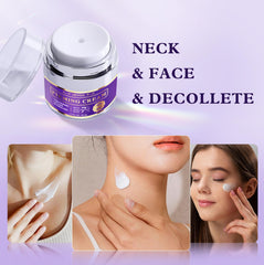 UKVOA Face and Decollete Tightening Cream on the décolletage showing lifted contour.