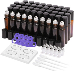 ULG 48-pack roller bottles 10ml amber: protects oils from light exposure